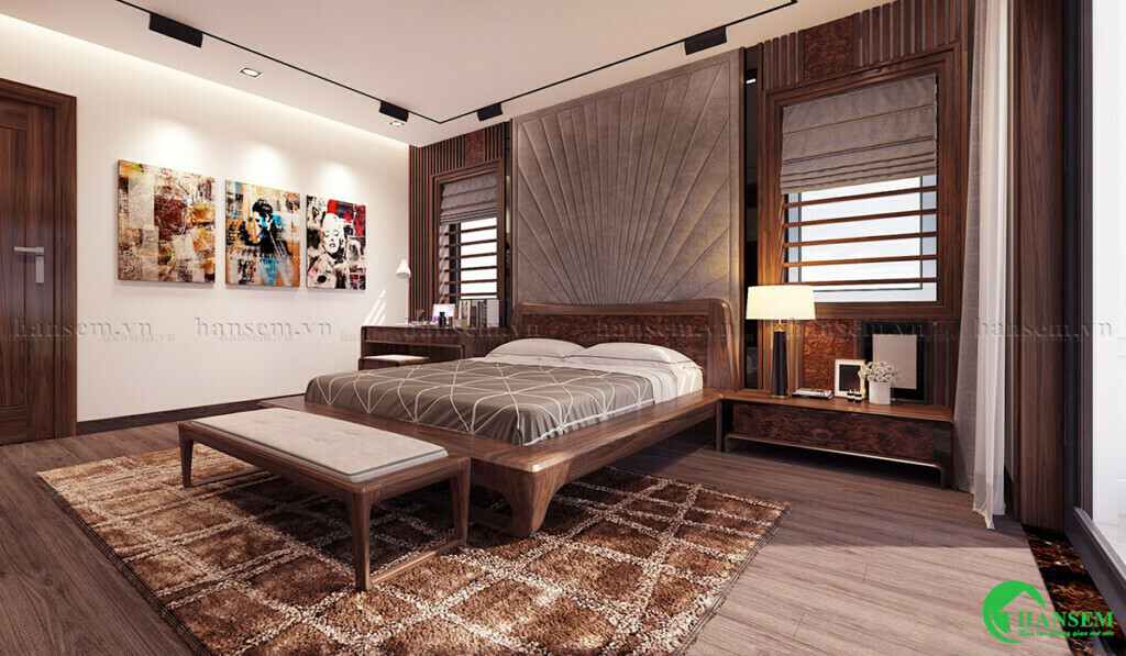 Giường gỗ óc chó cao cấp mang vẻ đẹp tự nhiên bởi chất lượng và sắc màu
