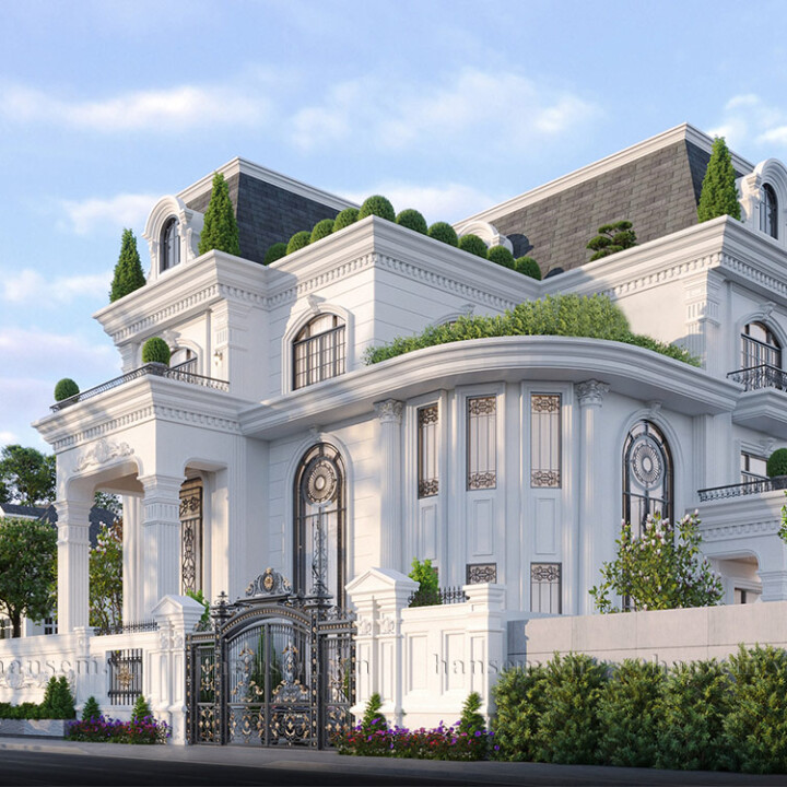 thiết kế kiến trúc ngoại thất tân cổ điển nhà anh bảo tại hồng lĩnh hà tĩnh