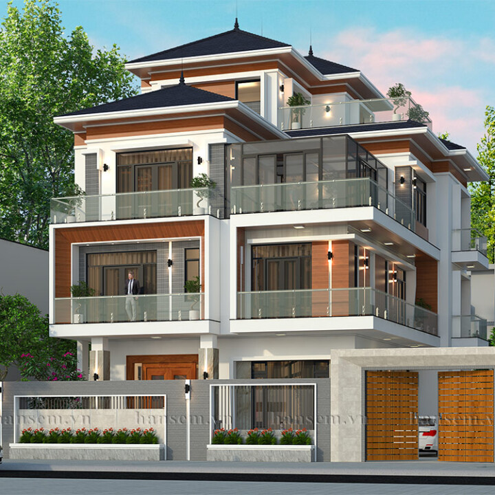 thiết kế và thi công kiến trúc ngoại thất biệt thự tại nhà chị thanh thành phố vinh nghệ an