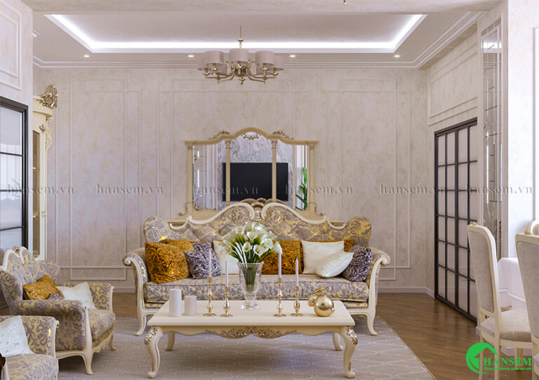 20+ Thiết Kế Nội Thất Phòng Khách Tân Cổ Điển Đẹp