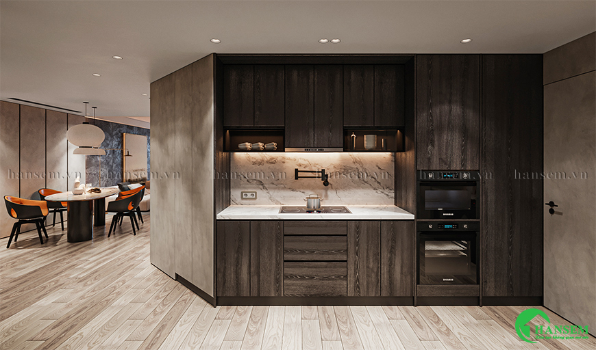 phòng khách liền bếp 25m2