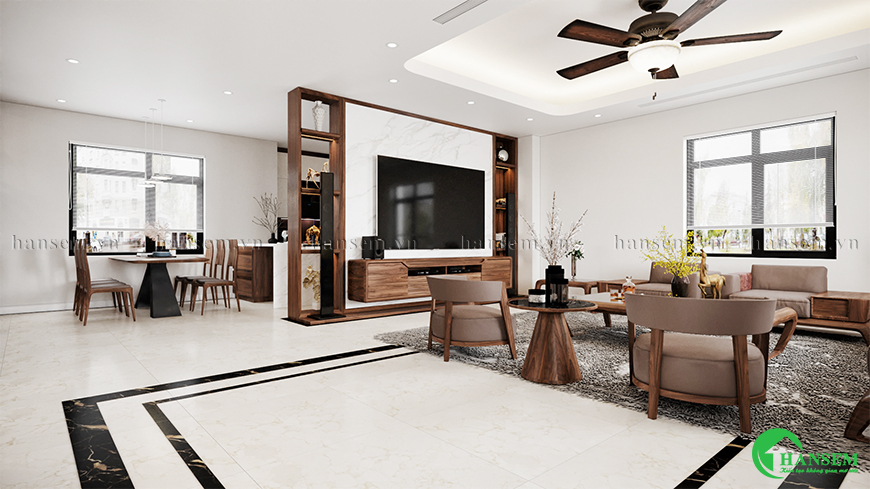 phòng khách liền bếp 30m2