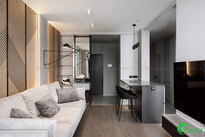 phòng khách liền bếp 30m2