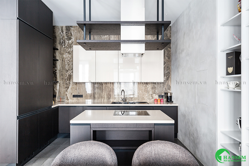 Kết hợp quầy bar tuy đơn giản nhưng thể hiện sự sang trọng hài hòa