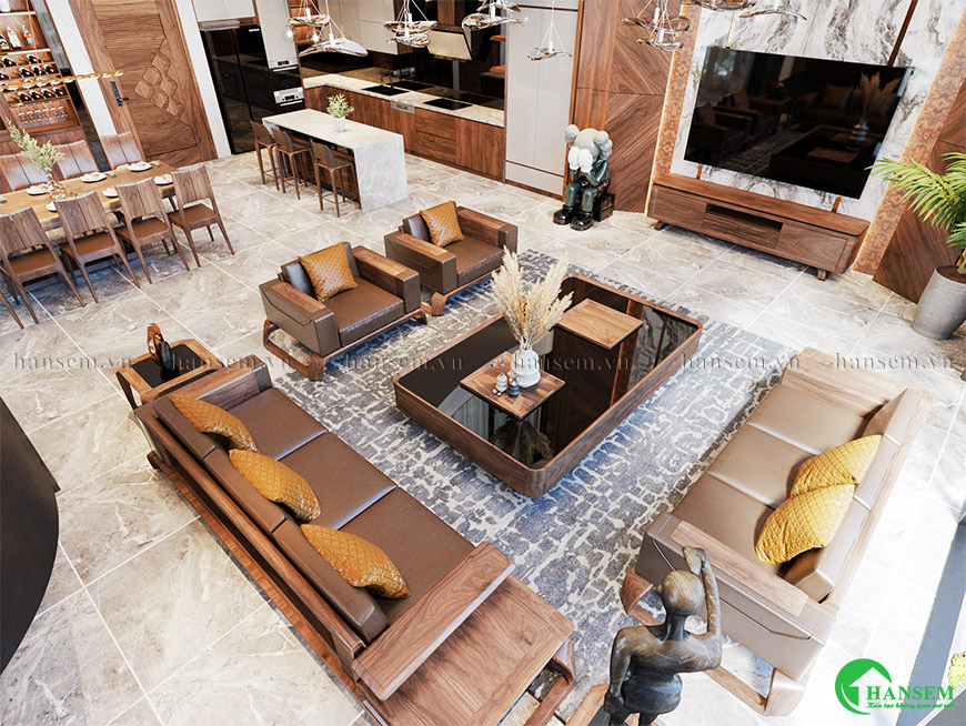 phòng khách liền bếp 40m2