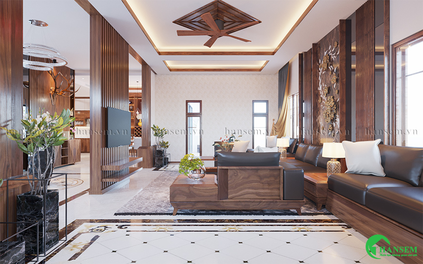 Kết hợp ánh sáng đèn và thiên nhiên vào trong nhà làm nổi bật đồ nội thất chất gỗ tự nhiên