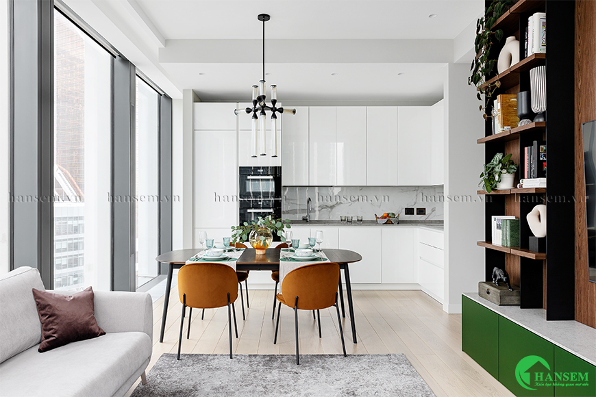 Không gian nội thất với tone màu trung tính đậm tính nghệ thuật