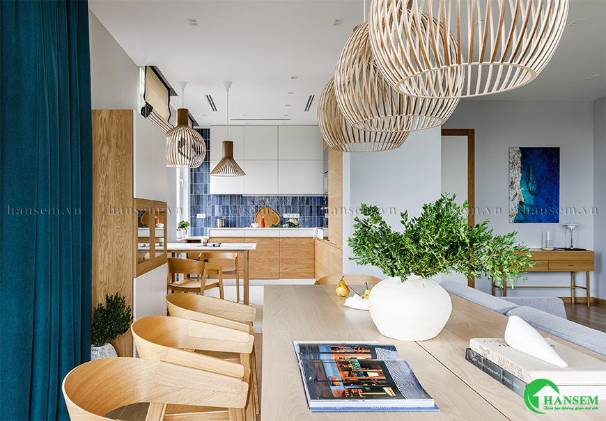 phòng khách liền bếp 50m2