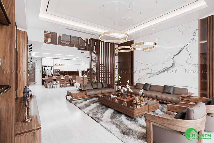 phòng khách liền bếp 50m2