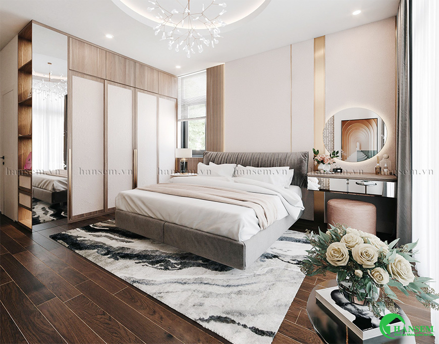 Kết hợp bàn trang điểm xinh điệp và tủ quần áo kịch trần