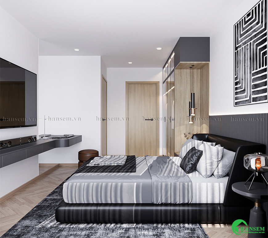 Phối hợp khéo léo giữa màu sắc và chất liệu đảm bảo không gian phòng ngủ luôn mang đến giấc ngủ ngon