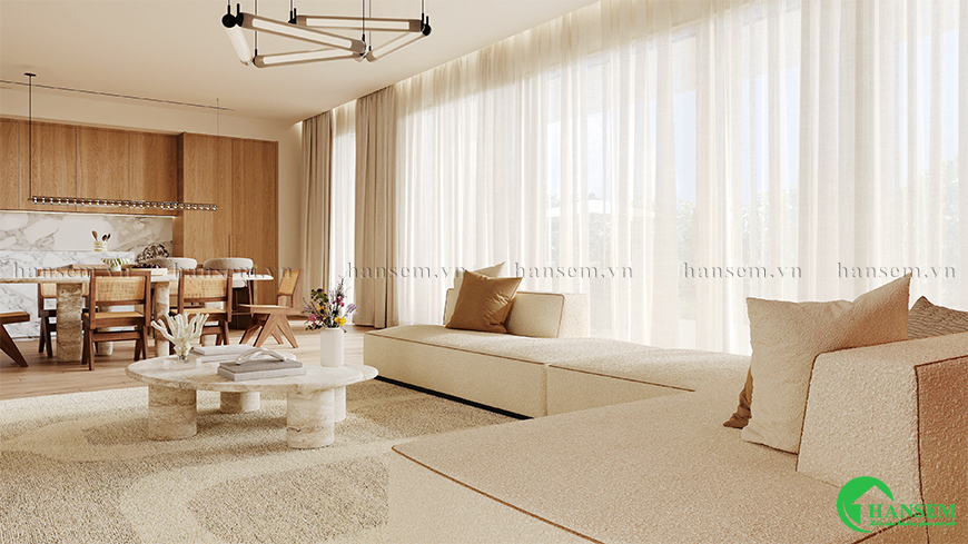 Chất liệu cao cấp như gỗ tự nhiên vải nỉ bền đẹp mềm mải nâng tầm không gian sống