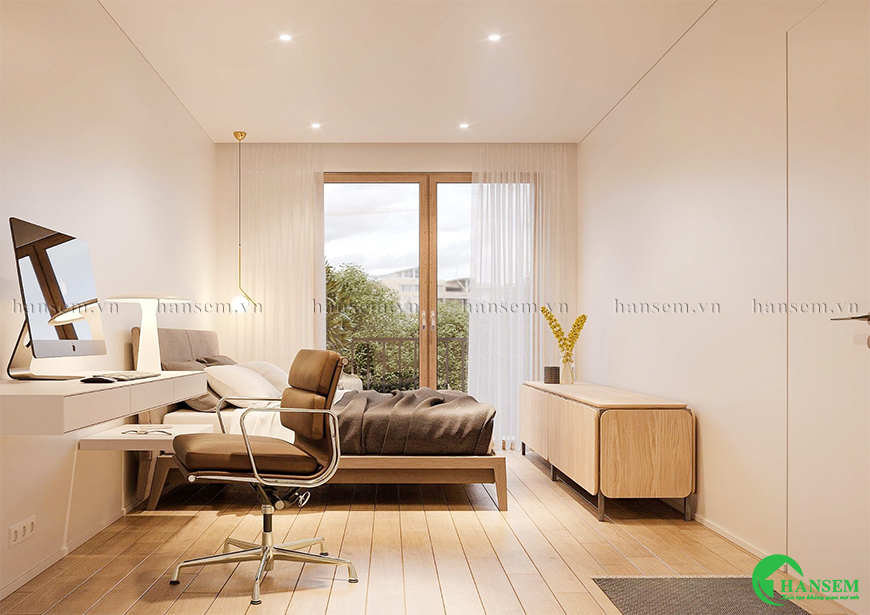 Bố trí hệ thống cánh cửa kính và rèm đẹp đảm bảo luồng không khí luôn trong lành