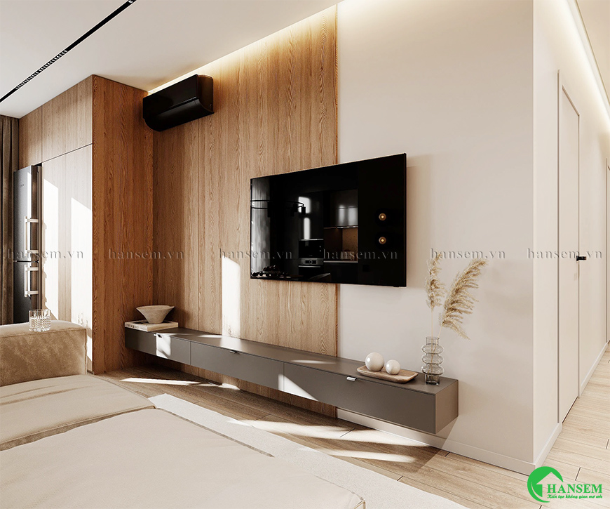 Kệ tivi phòng khách thiết kế tối ưu diện tích nhưng vẫn mang lại sự tiện lợi
