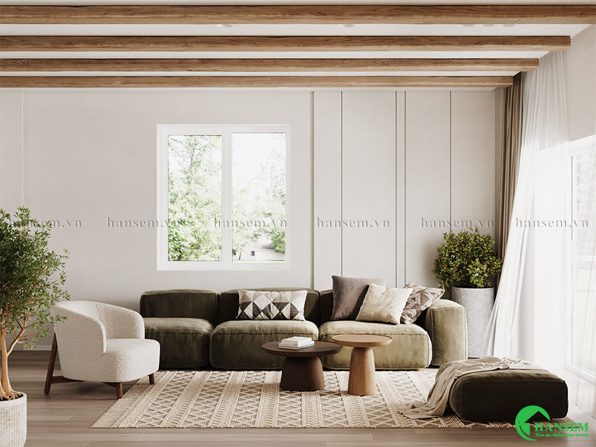 Thiết kế nội thất phòng khách trong căn hộ 120m2 với 3 phòng ngủ