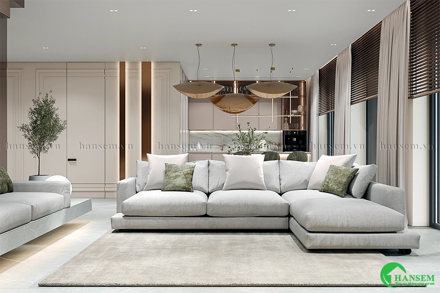 Thiết kế nội thất phòng khách Luxury sang trọng trong căn hộ chung cư 125m2