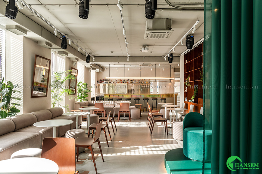 Thiết kế thi công nội thất cửa hàng quán bar đồ uống hiện đại