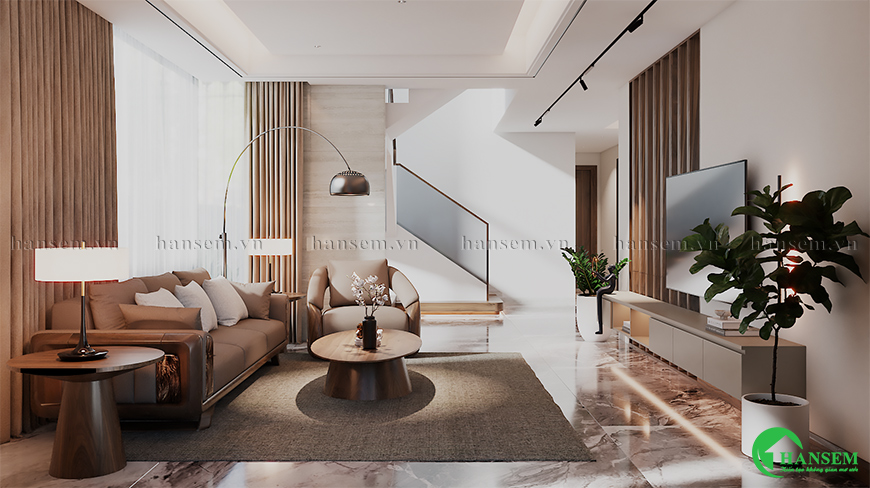 Thiết kế thi công nội thất phòng khách phù hợp với gu thẩm mỹ và cá tính của gia chủ