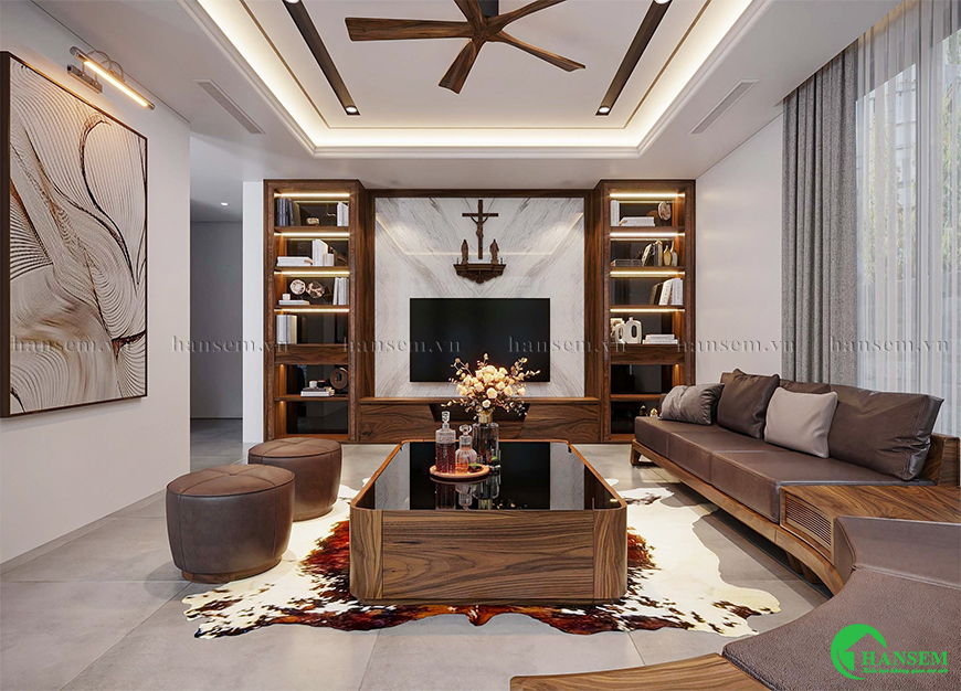 Thiết kế nội thất phòng khách hiện đại trẻ trung năng động