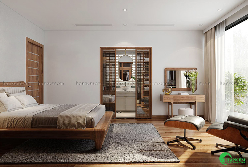 Tối ưu đồ nội thất từ quần áo đến giường, bàn trang điểm trông rất tự nhiên và sang trọng