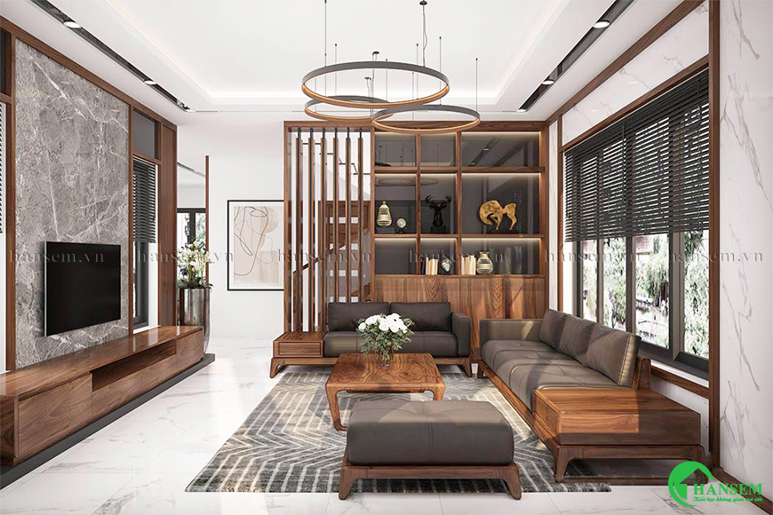Chất gỗ tự nhiên và kính bóng loáng cùng da đệm thể hiện sự đẳng cấp vượt trội