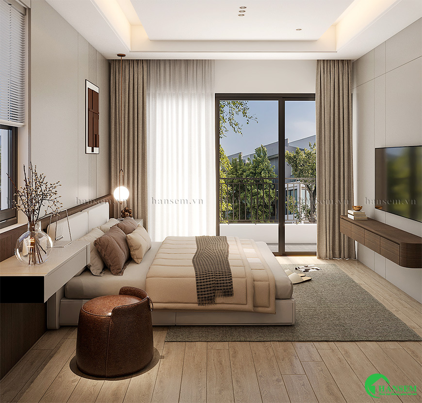 phòng ngủ nhà phố thoáng mát hiện đại