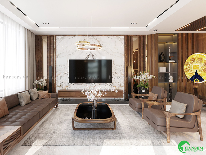 Thiết kế thi công nội thất đẹp phòng khách nhà phố
