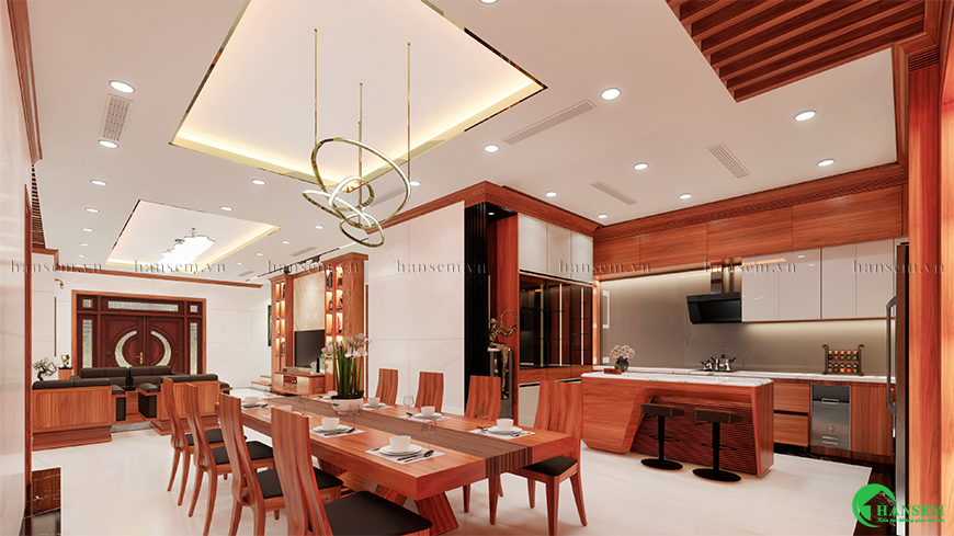 Lựa chọn vật liệu gỗ tự nhiên tinh xảo với tổng thể không gian hiện đại ấn tượng