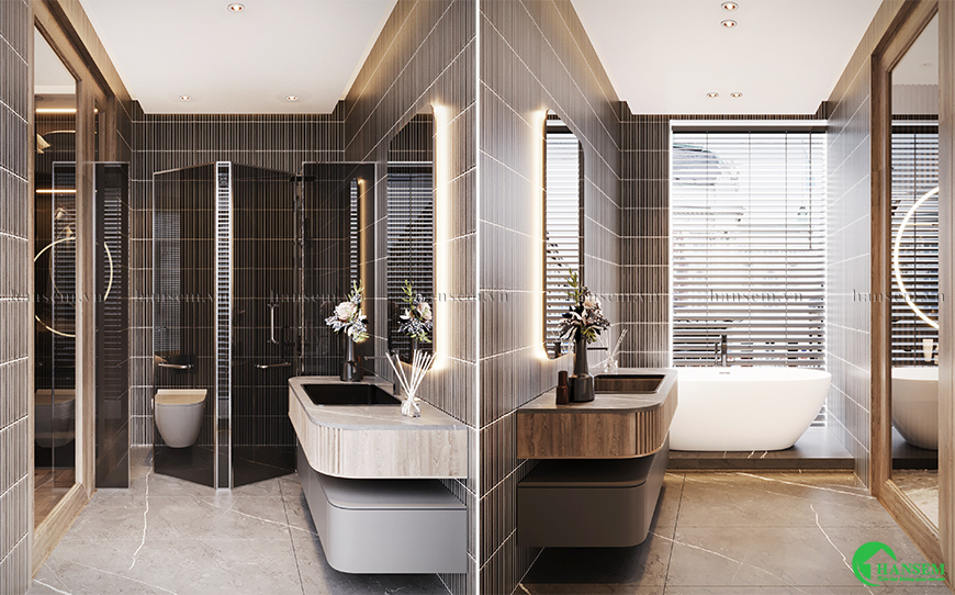 Kết hợp thẫm mỹ và công năng sử dụng mang lại cho không gian phòng tắm đẹp thư giãn