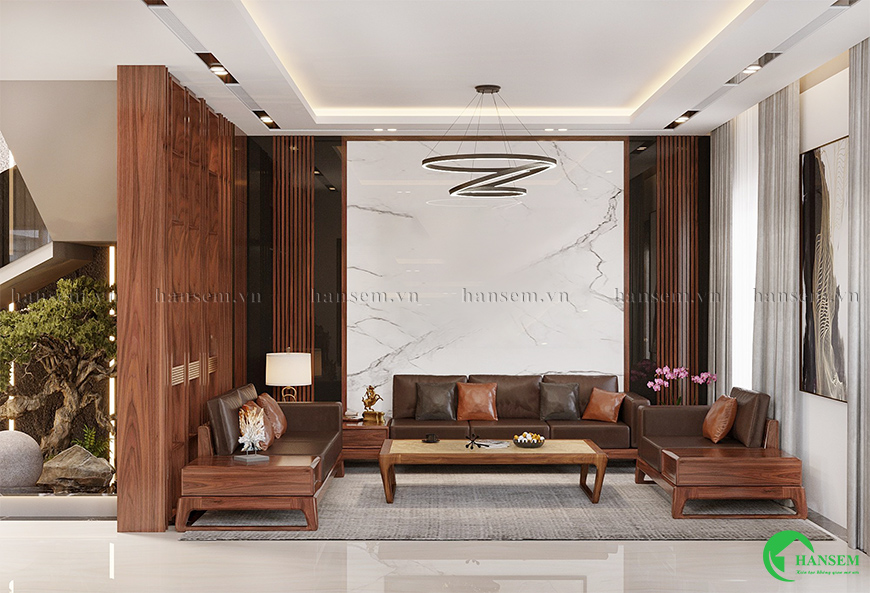Thiết kế phòng khách tiện nghi và thể hiện rõ gu thẩm mỹ của gia chủ