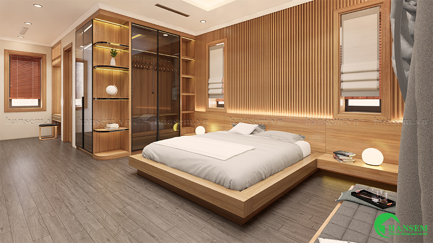Thiết kế thi công nội thất phòng ngủ biệt thự cao cấp tại Kỳ Văn