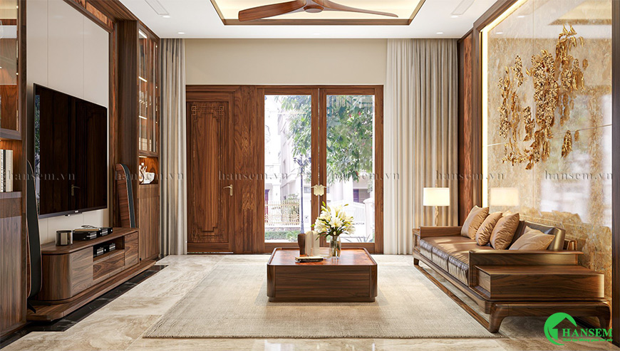 Thiết kế và thi công nội thất phòng khách khang trang