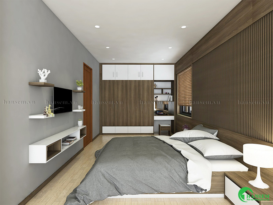 Tổng thể không gian phòng ngủ hài hòa mang lại giấc ngủ ngon và sự riêng tư thoải mái