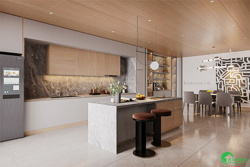 Thiết kế bố cục nội thất bếp khoa học và thông minh để mang lại cho căn phòng bếp trở nên thẩm mỹ dễ dàng sử dụng