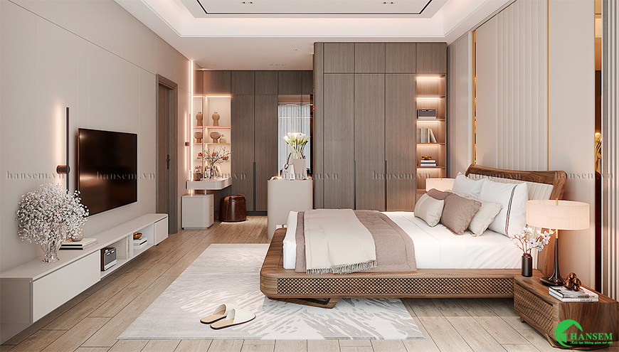 Phòng ngủ chú trọng vào sự riêng tư và cảm xúc với gam màu nhẹ nhàng