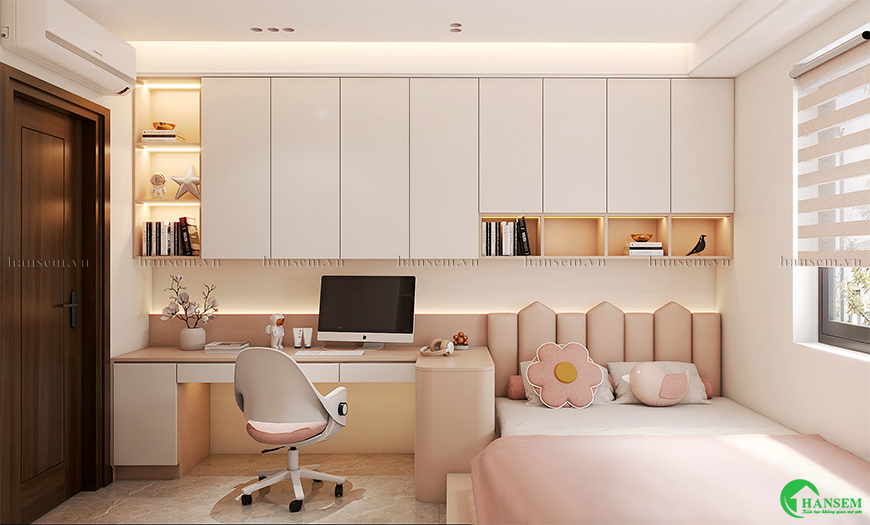 Thiết kế phòng ngủ bé gái với tiêu chuẩn chất lượng và kỹ thuật đảm bảo sự tiện lợi sử dụng