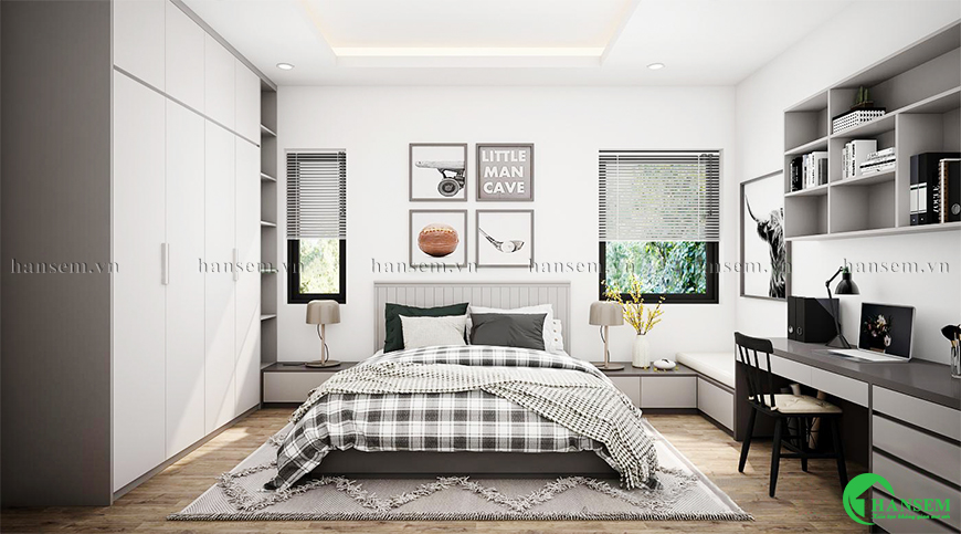 Thiết kế phòng ngủ bé trai hiện đại ưu tiên các tông màu trung tính
