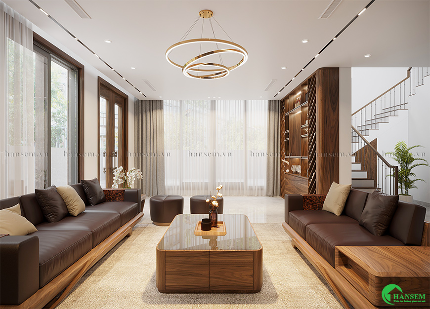 Phòng khách thiết kế bài bản sẽ mang lại cảm giác ấm cúng ngay từ ánh nhìn đầu tiên