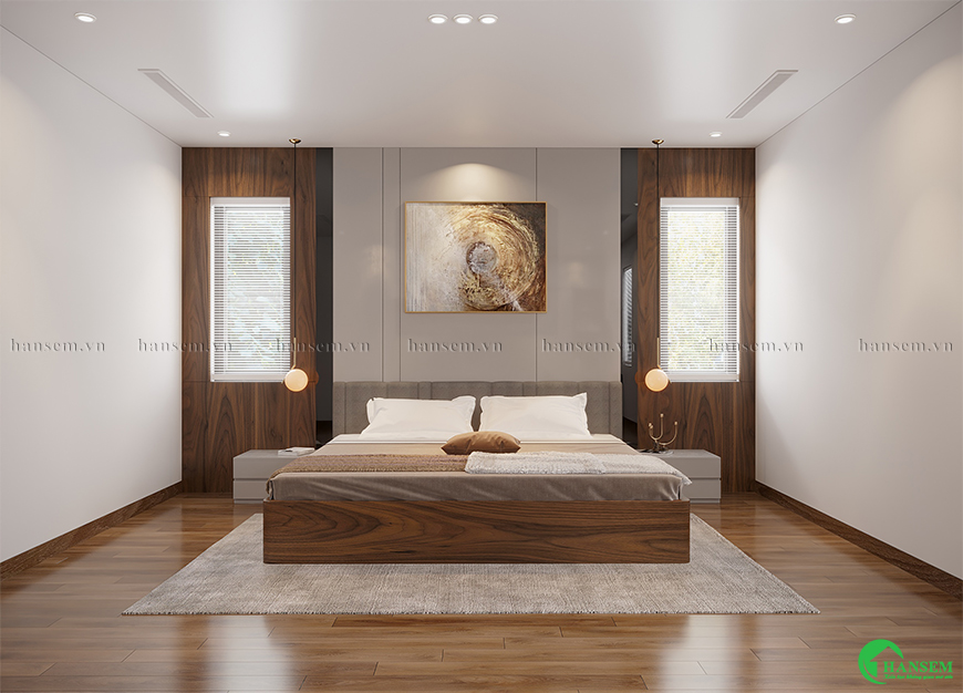 Tối ưu phòng ngủ hiện đại cuốn hút với ánh sáng dịu nhẹ mang lại cho căn phòng thông thoáng