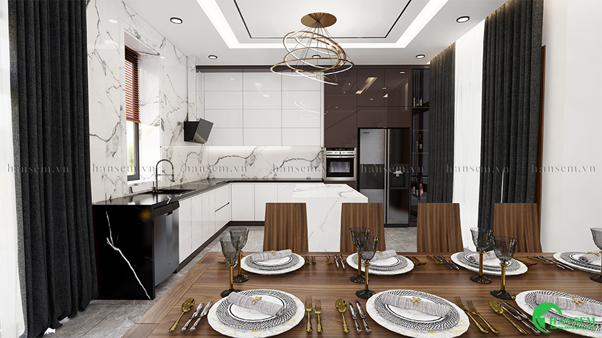 Căn bếp đẹp với sự thoải mái và tiện nghi để chị em nội trợ tiện sử dụng