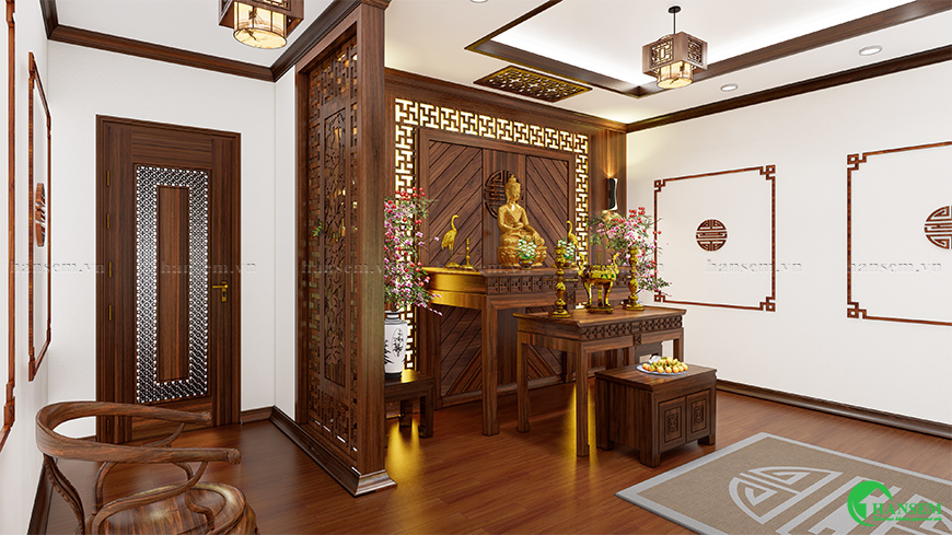 Không gian phòng thờ lưu giữ cội nguồn kết nối các thành viên cùng các thế hệ của gia đình