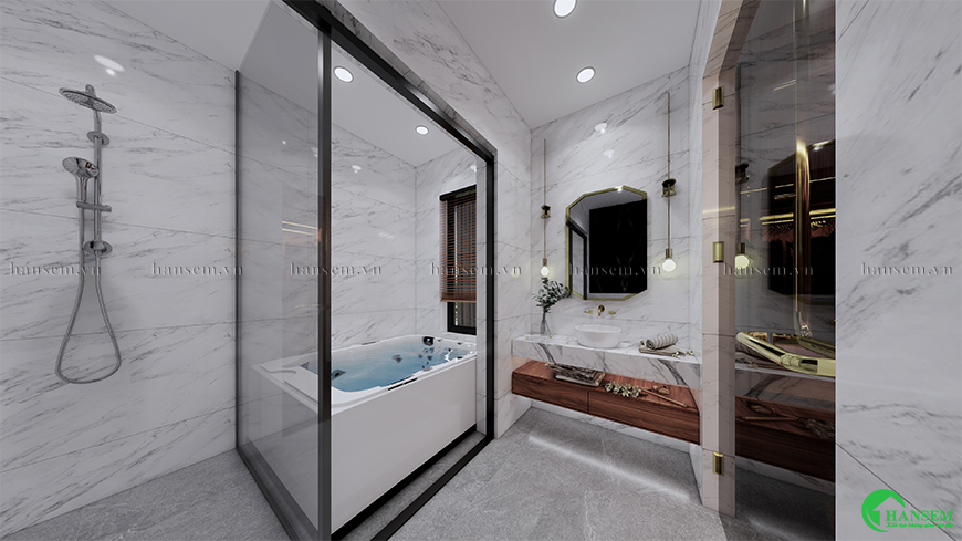 Kết hợp khéo léo giữa màu sắc trung tinh chất liệu cao cấp và các chi tiết trang trí tinh giản