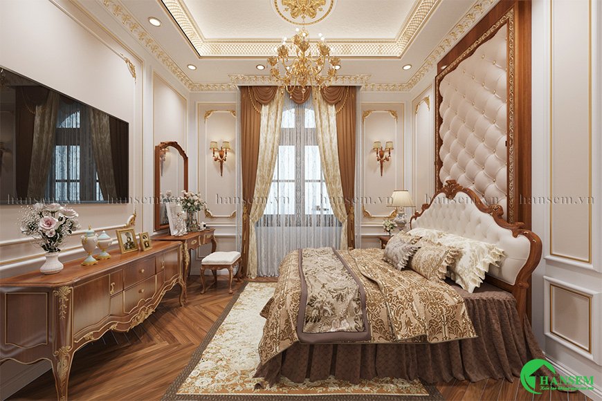 Chất liệu gỗ uyển chuyển ứng dụng vào kệ tivi và bàn trang điểm và vách giường