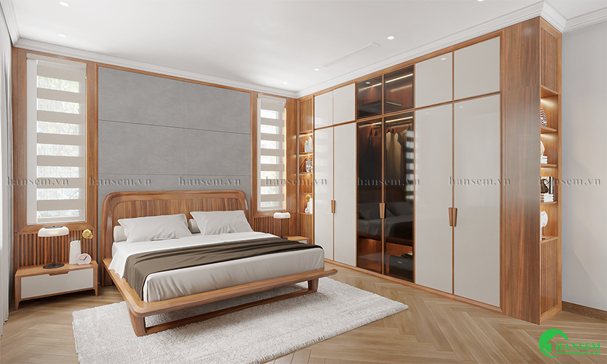 Nội thất gỗ tự nhiên hương đá kết hợp gỗ công nghiệp mang lại căn phòng chỉn chu cho đời sống mỗi ngày