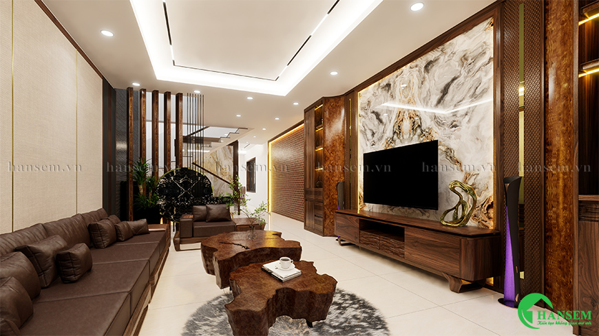 Kết hợp bàn ghế sofa kệ tivi tủ trang trí nội thất ấn tượng