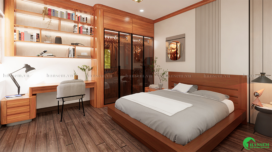 thiết kế phòng ngủ gỗ gõ đỏ