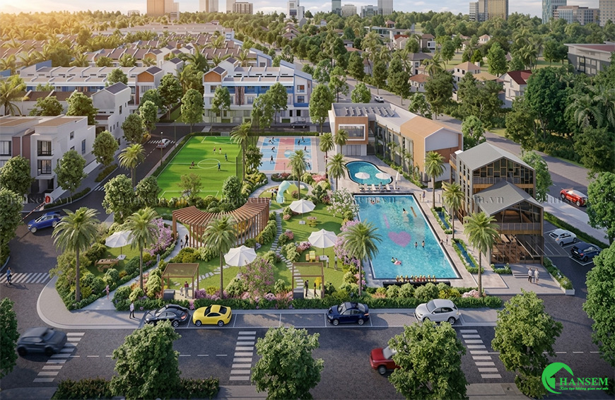 Tiện ích công viên đồng bộ kết hợp trung tâm thương mại và thư giãn ngay khu đô thị